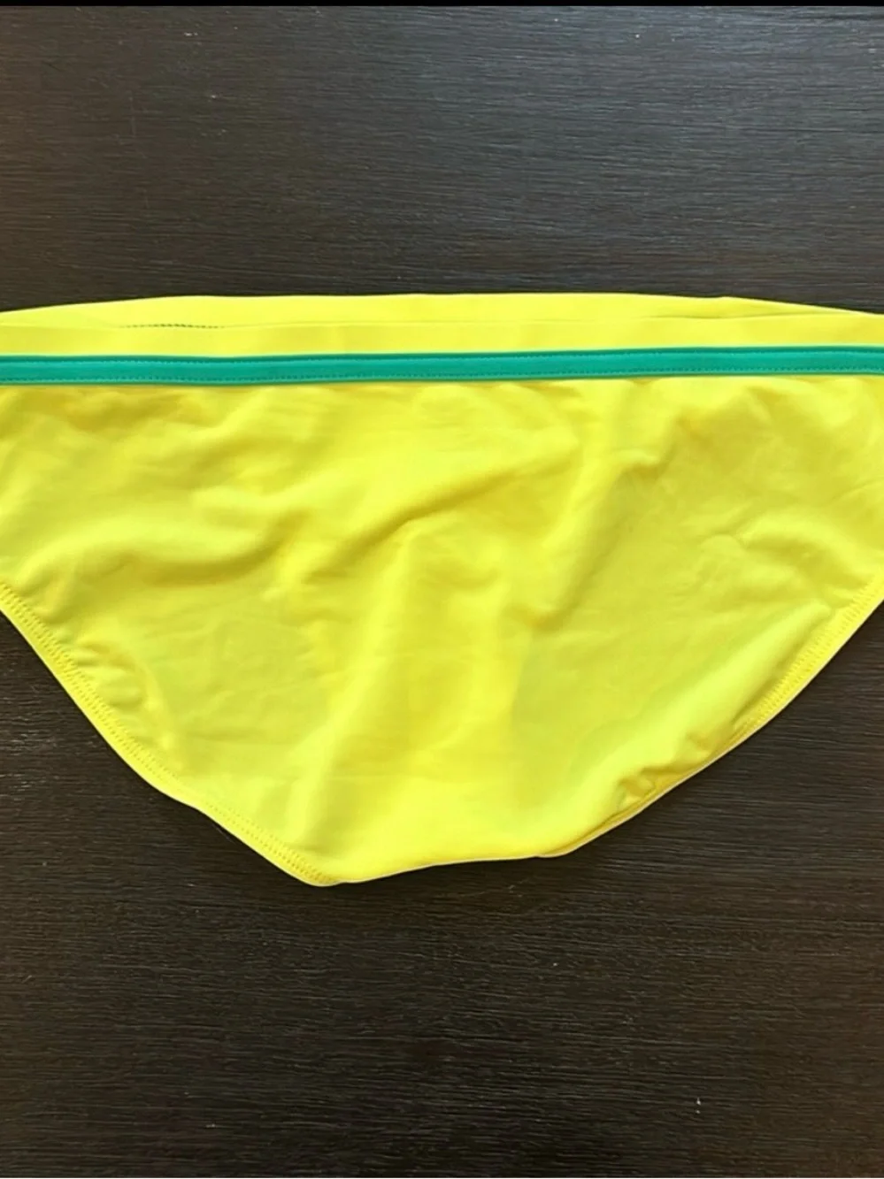 Neon Yellow Men’s Swim Brief with Teal Trim